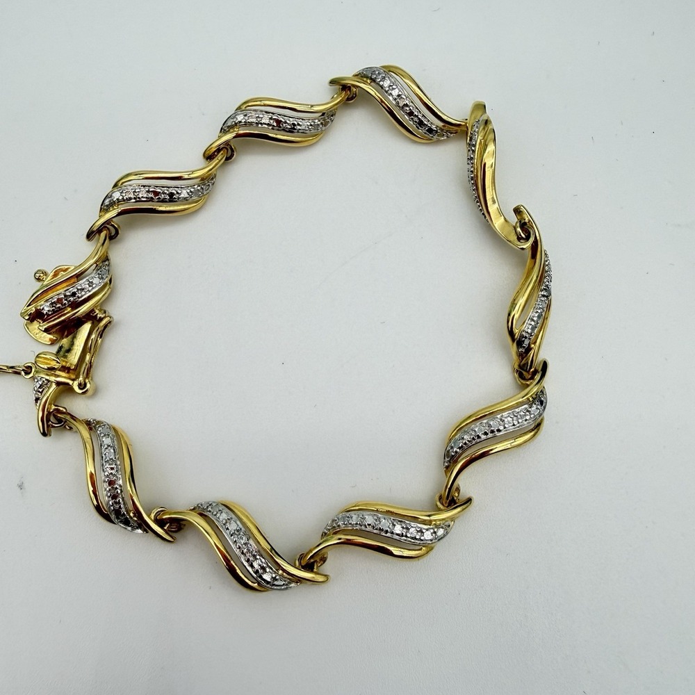Vintage Ross Simons Diamond Cut 925 Sterling Silver Tennis Bracelet 7"